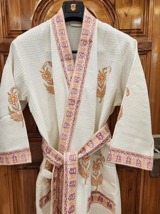 ELEGANT WAFFLE COTTON BATHROBE