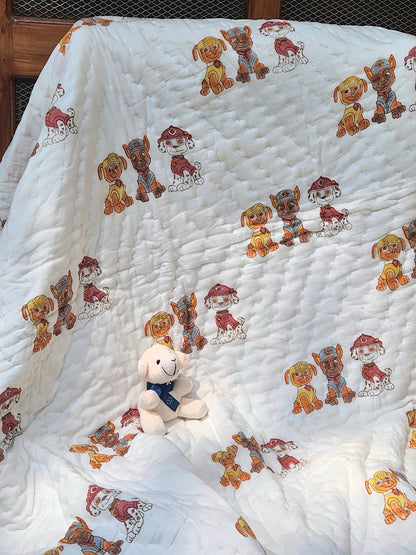 HUSH PUPPIES HANDBLOCKED REVERSIBLE MULMUL BABY QUILT