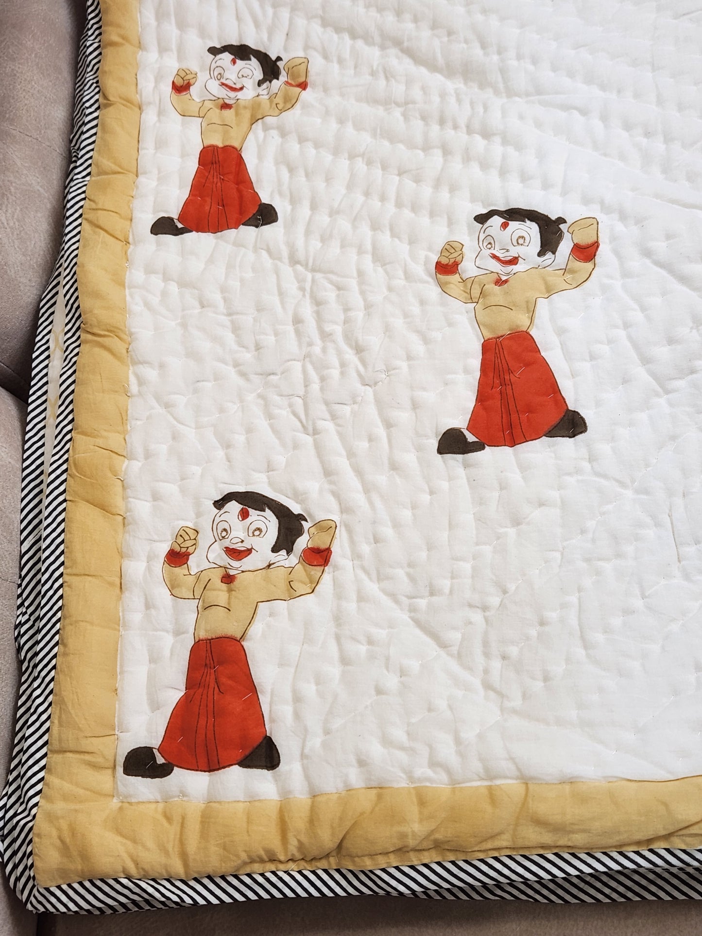 CHHOTA BHEEM HANDBLOCKED REVERSIBLE MULMUL BABY QUILT