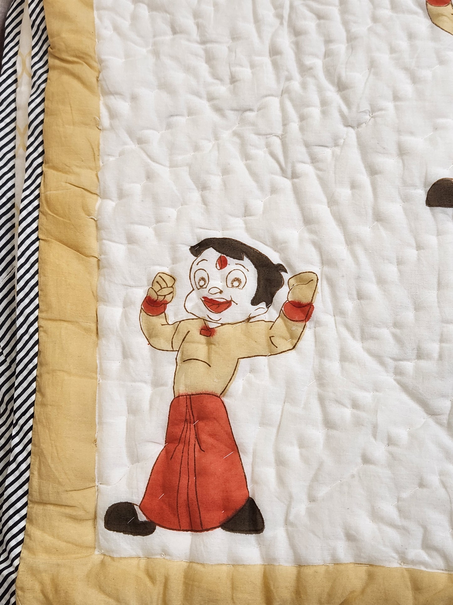 CHHOTA BHEEM HANDBLOCKED REVERSIBLE MULMUL BABY QUILT