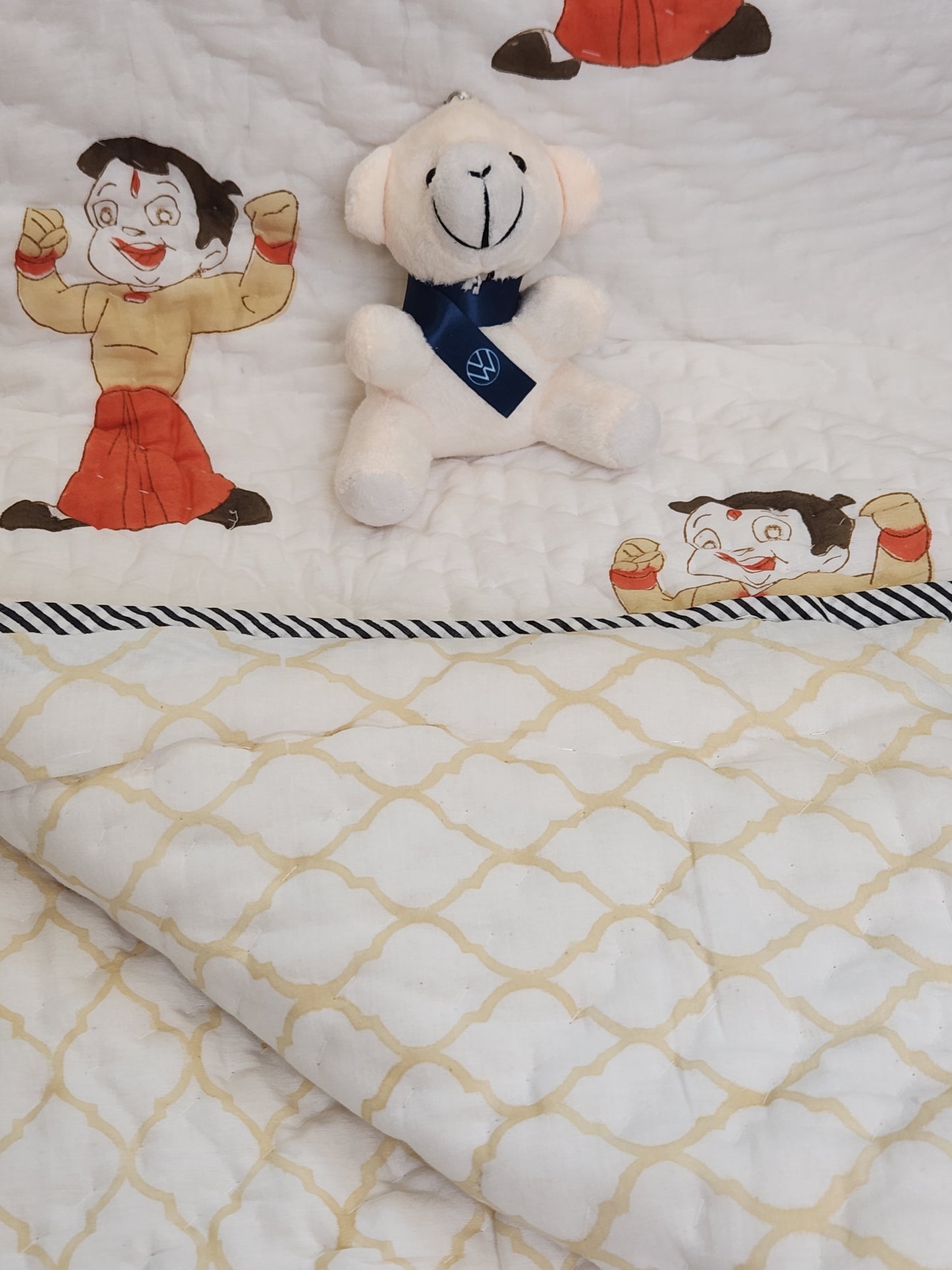 CHHOTA BHEEM HANDBLOCKED REVERSIBLE MULMUL BABY QUILT