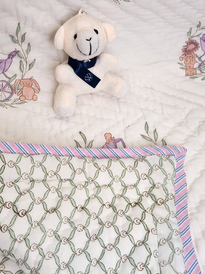 LITTLE ONE HANDBLOCKED REVERSIBLE MULMUL BABY QUILT