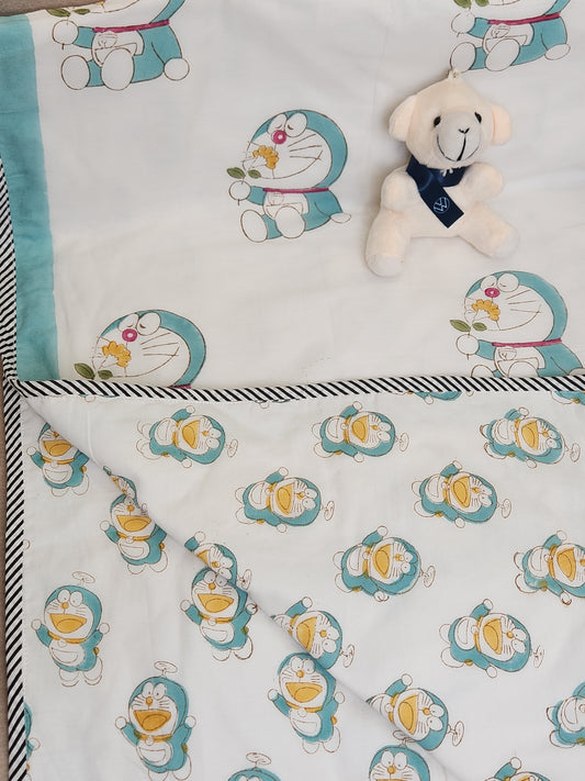 DORAEMON MULMUL DOHAR / AC BLANKET HAND BLOCKED REVERSIBLE