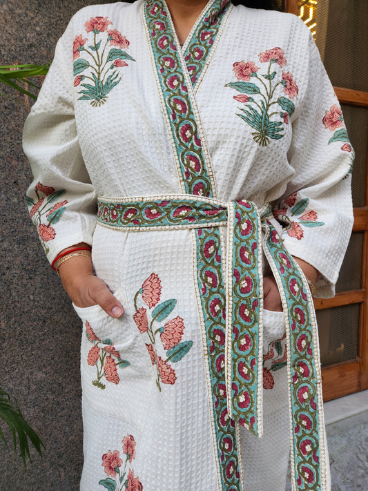 ELEGANT WAFFLE COTTON BATHROBE