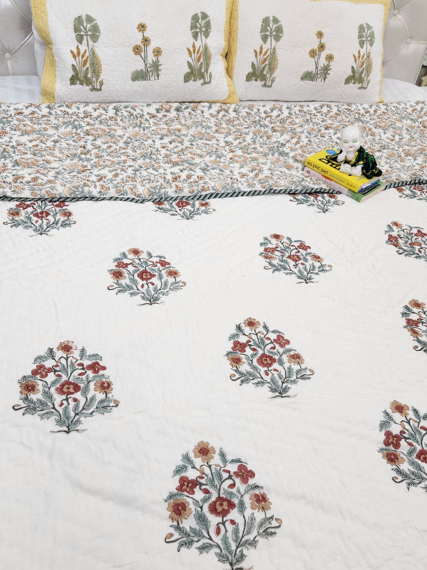 HANDBLOCKED DOUBLE BED QUILT