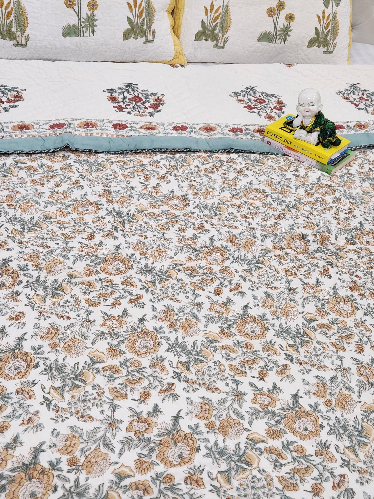 HANDBLOCKED DOUBLE BED QUILT