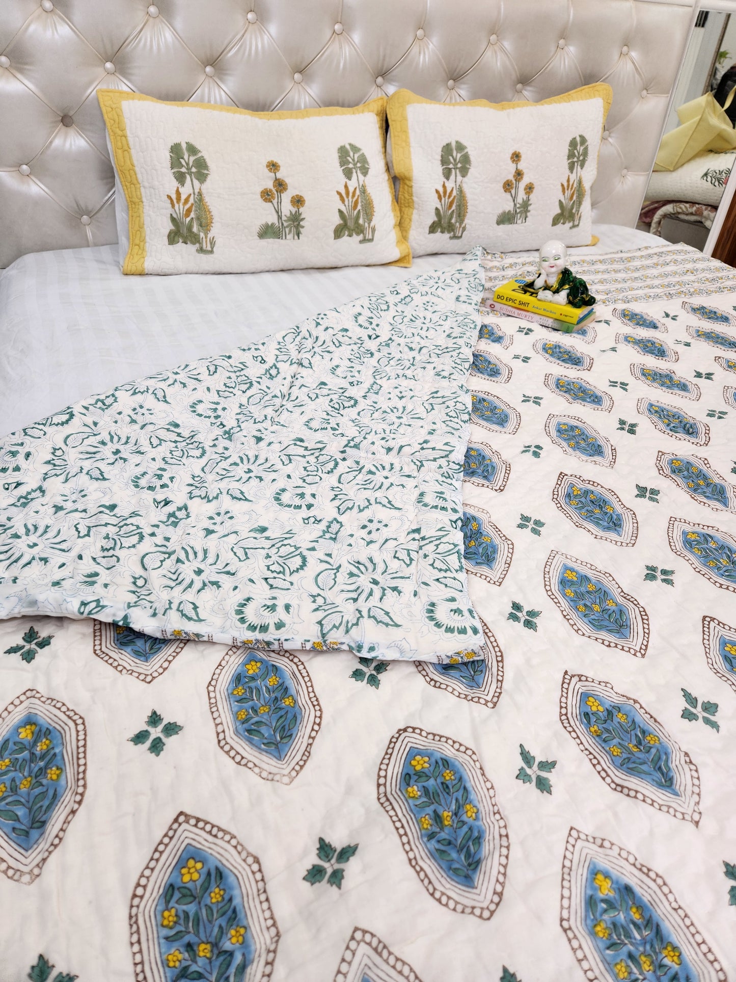 HANDBLOCKED DOUBLE BED QUILT