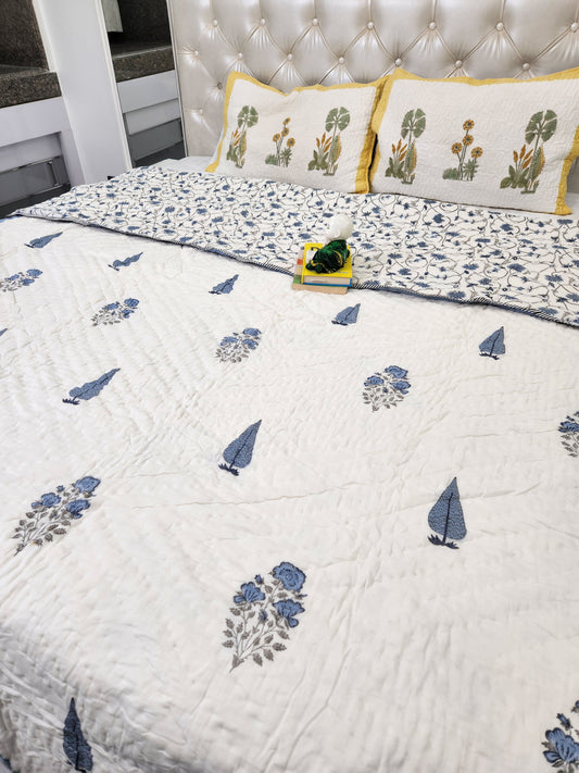 HANDBLOCKED DOUBLE BED QUILT