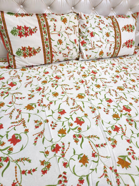 COTTON BEDSHEET WITH TWO PILLOW COVERS