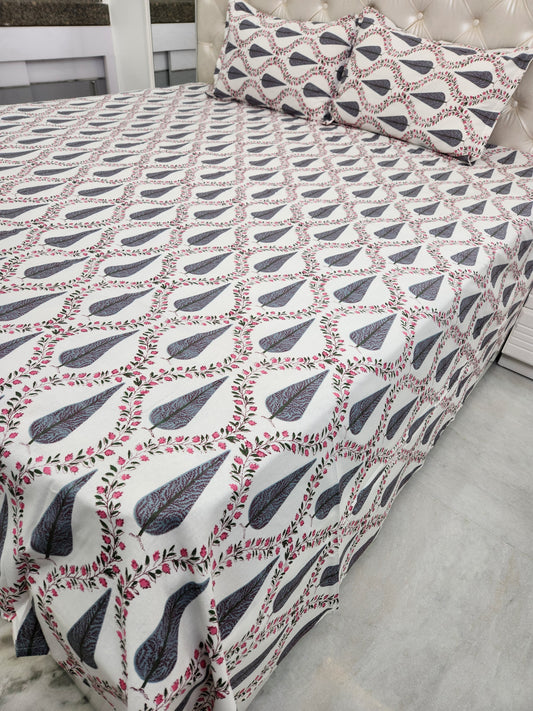 COTTON BEDSHEET WITH TWO PILLOW COVERS