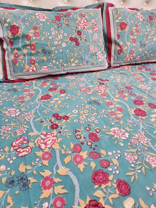 COTTON BEDSHEET WITH TWO PILLOW COVERS