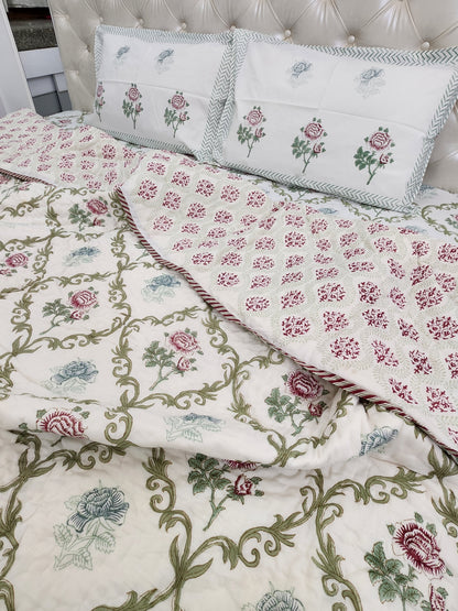 HANDBLOCKED DOUBLE BED QUILT