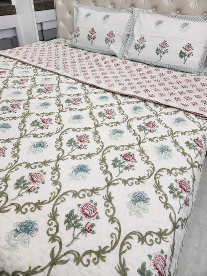 HANDBLOCKED DOUBLE BED QUILT