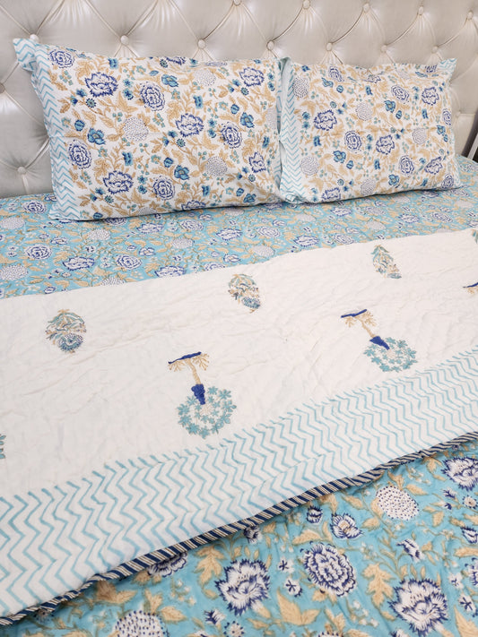 HANDBLOCKED DOUBLE BED QUILT  /  AC COMFORTER