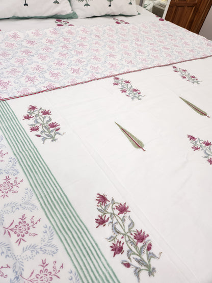 REVERSIBLE HAND BLOCK PRINTED DOUBLE BED DOHAR / SUMMER BLANKET / AC BLANKET