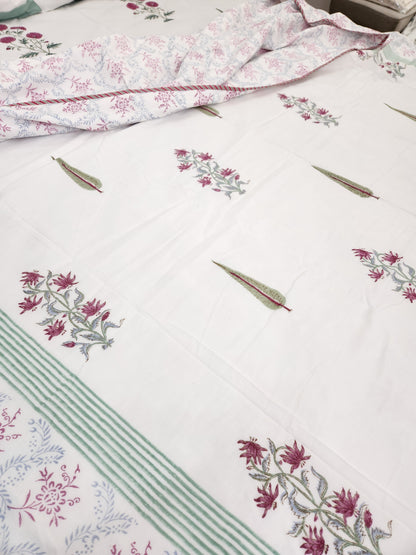 REVERSIBLE HAND BLOCK PRINTED DOUBLE BED DOHAR / SUMMER BLANKET / AC BLANKET