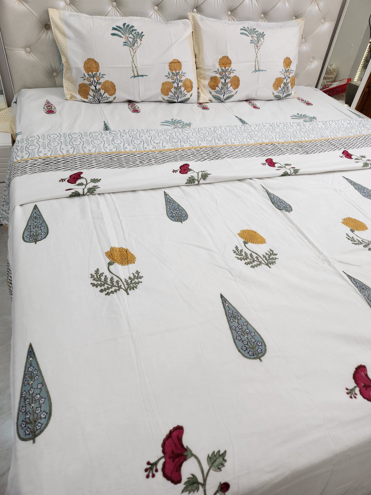 REVERSIBLE HAND BLOCK PRINTED DOUBLE BED DOHAR / SUMMER BLANKET / AC BLANKET