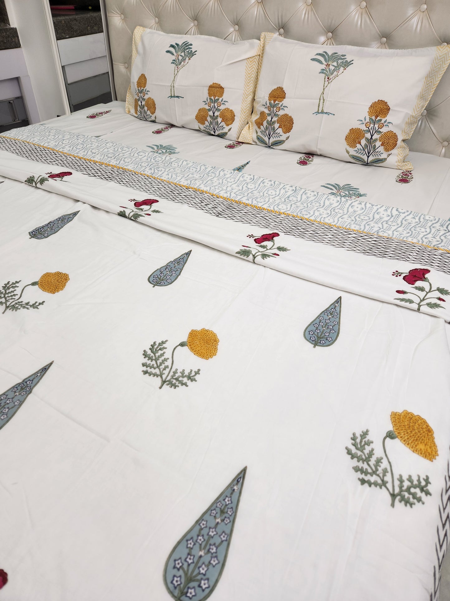 REVERSIBLE HAND BLOCK PRINTED DOUBLE BED DOHAR / SUMMER BLANKET / AC BLANKET