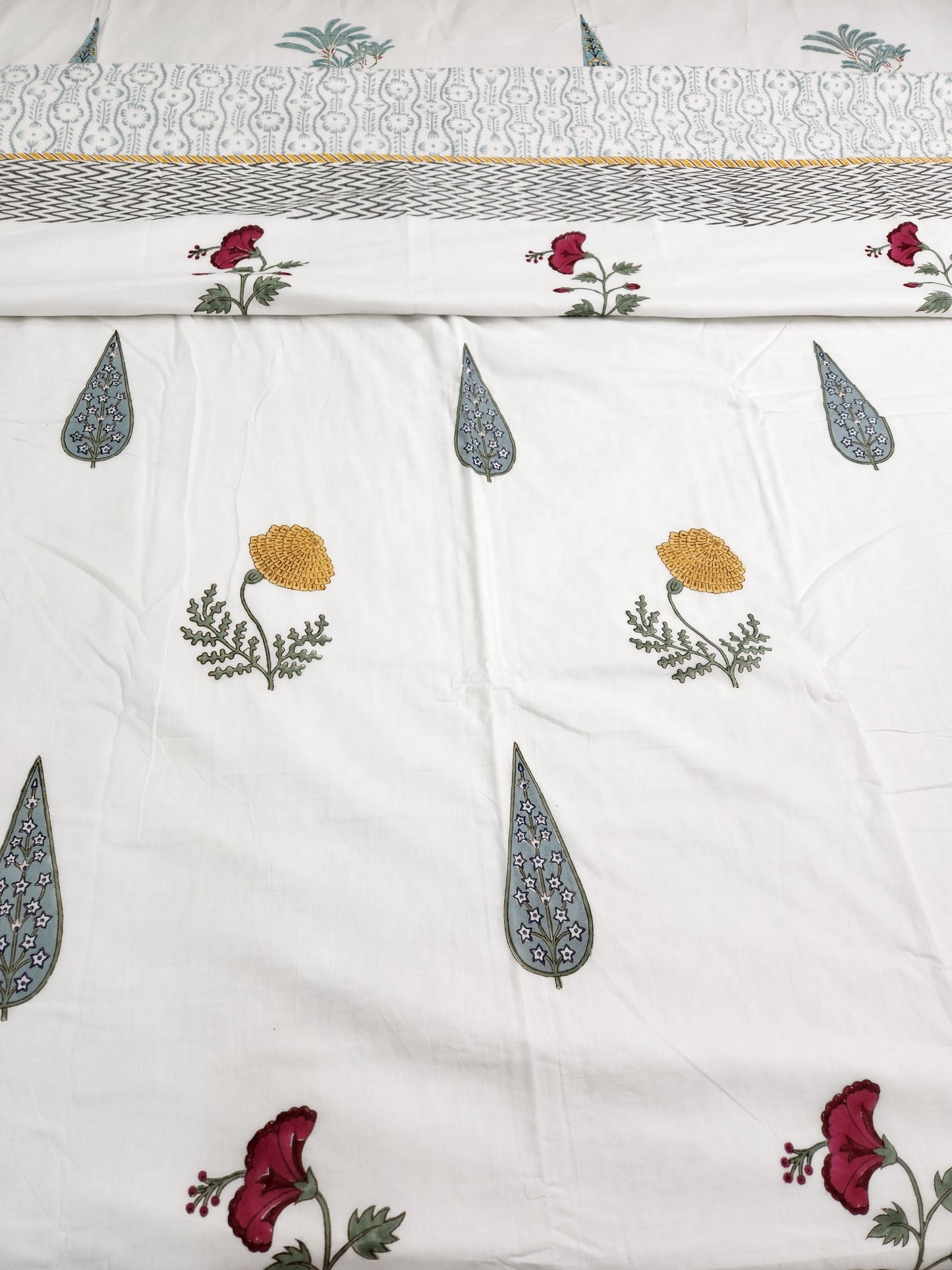 REVERSIBLE HAND BLOCK PRINTED DOUBLE BED DOHAR / SUMMER BLANKET / AC BLANKET