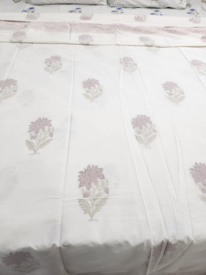 3D HAND BLOCK PRINTED MULMUL DOUBLE BED DOHAR / SUMMER BLANKET / AC BLANKET