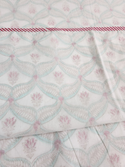 3D HAND BLOCK PRINTED MULMUL DOUBLE BED DOHAR / SUMMER BLANKET / AC BLANKET