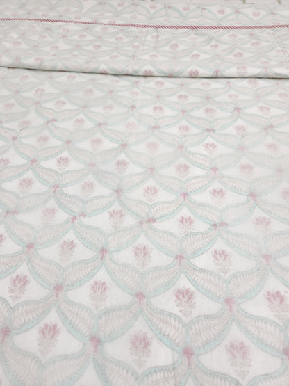 3D HAND BLOCK PRINTED MULMUL DOUBLE BED DOHAR / SUMMER BLANKET / AC BLANKET