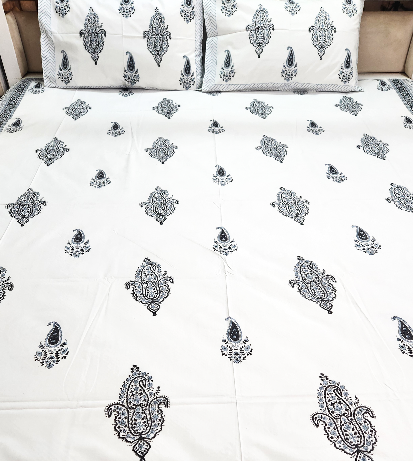 RAJASTHAN REVIVAL HAND BLOCK PRINTED BEDSHEET WITH TWO PILLOW COVERS