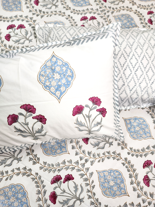 DREAM WEAVER HAND BLOCK PRINTED BEDSHEET WITH TWO PILLOW COVERS