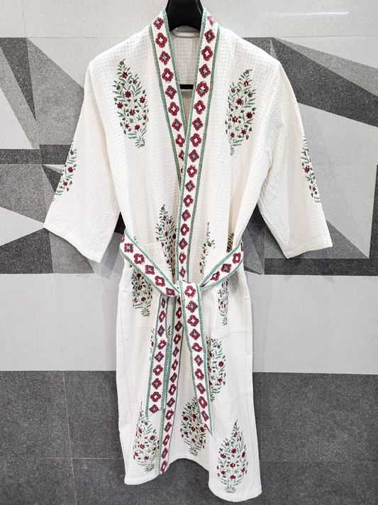 ELEGANT WAFFLE COTTON BATHROBE