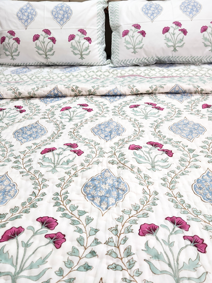 SADABAHAR HANDBLOCKED DOUBLE BED QUILT