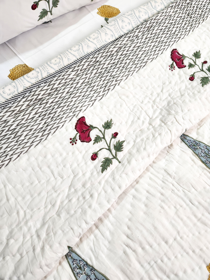 RAJWADI RADIANCE HANDBLOCKED DOUBLE BED QUILT