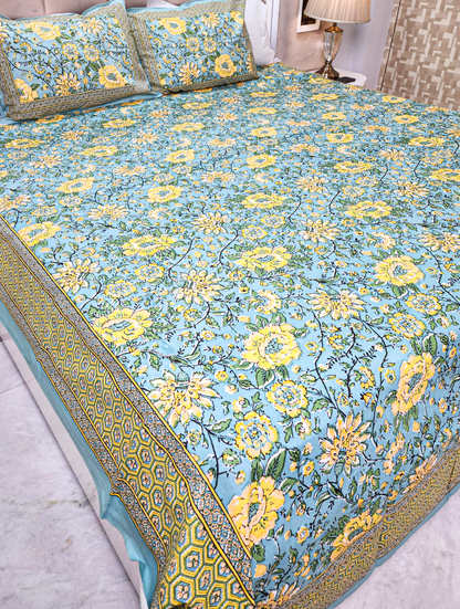 COTTON BEDSHEET WITH TWO PILLOW COVERS