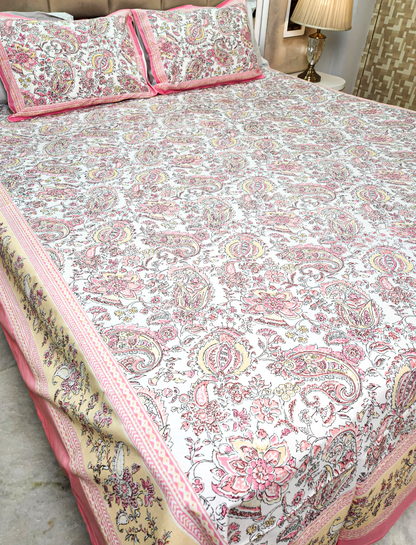 COTTON BEDSHEET WITH TWO PILLOW COVERS