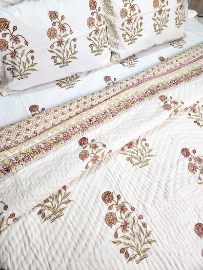 RUSTIC BEAUTY HANDBLOCKED DOUBLE BED QUILT