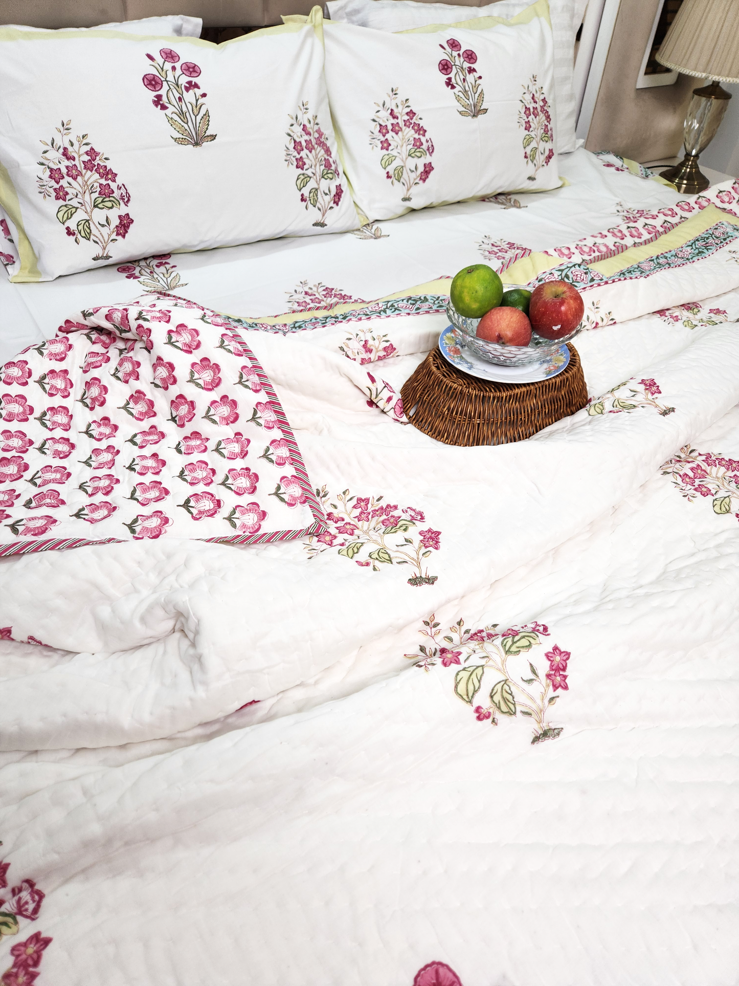 GULDASTA HANDBLOCKED DOUBLE BED QUILT