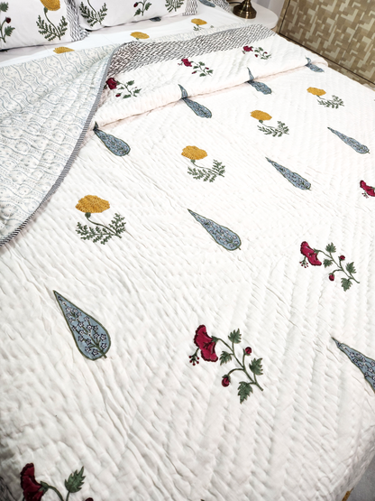 RAJWADI RADIANCE HANDBLOCKED DOUBLE BED QUILT